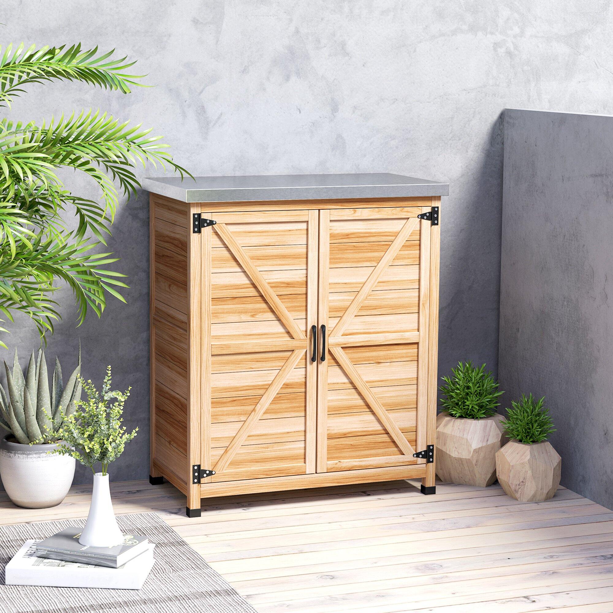 Abrigo de jardim 79x43x92 cm cor de madeira natural Outsunny 4/5