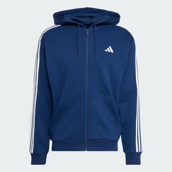 Sweat-shirt à capuche zip intégral French terry 3 bandes Essentials