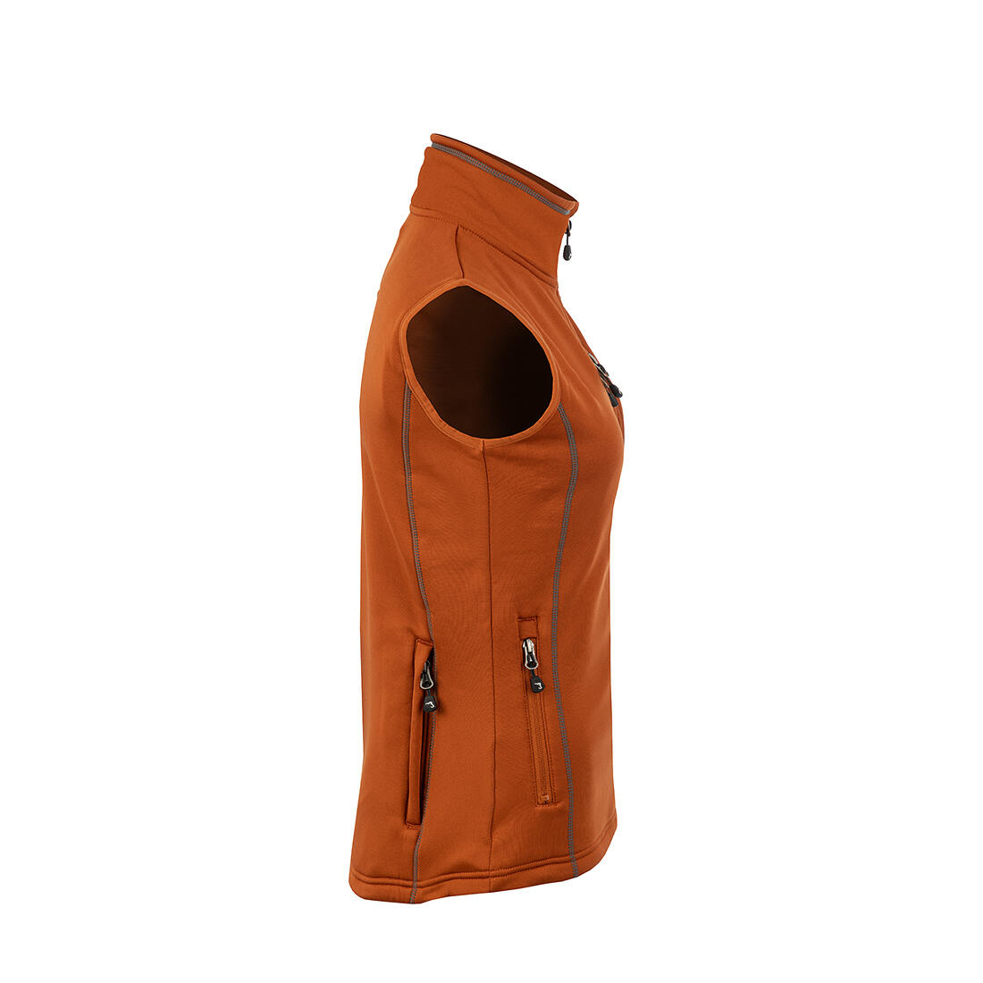Gilet Powerfleece femme orange brûlé 3/4