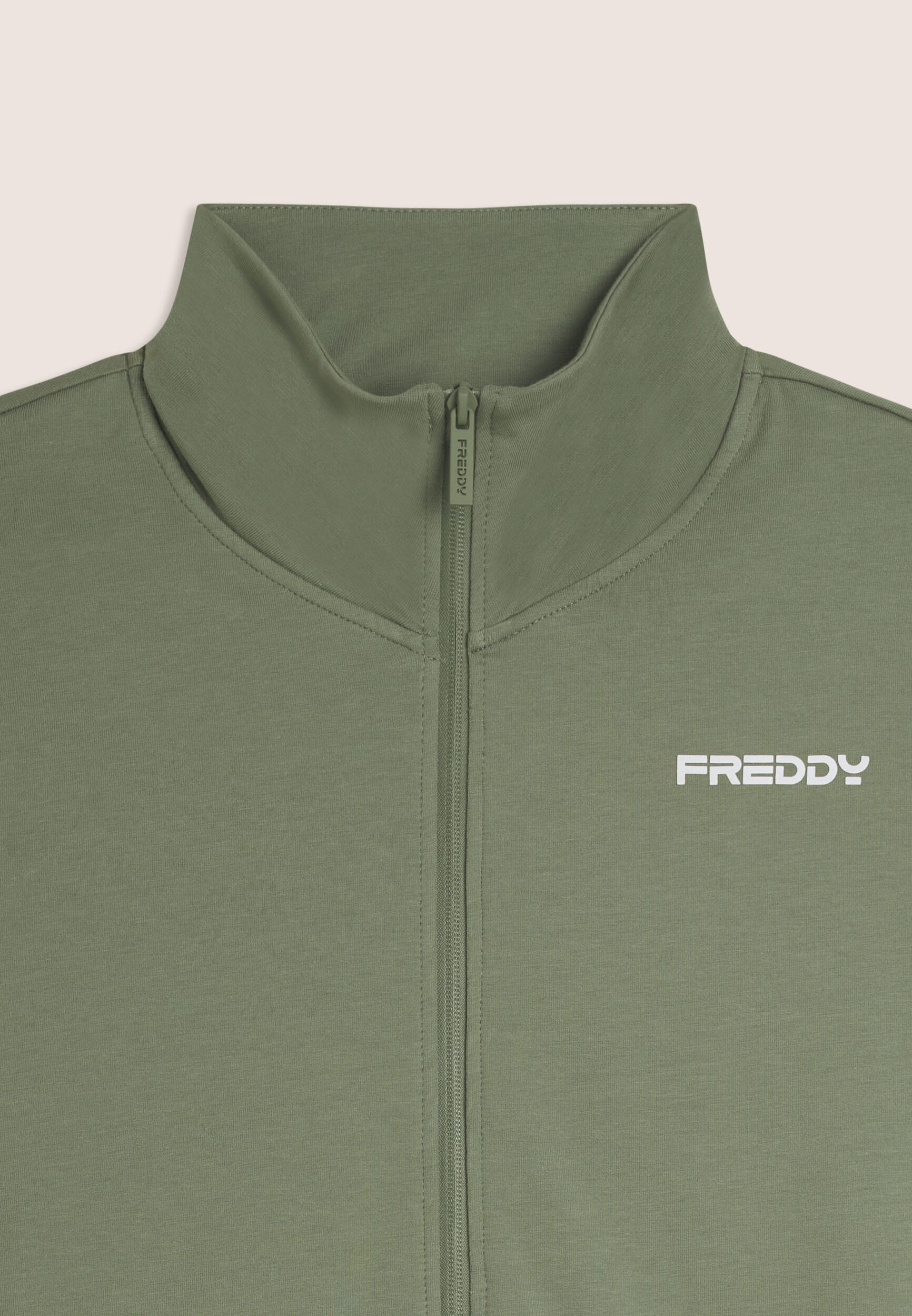 Tuta uomo zip e collo alto in French Terry con bande in tono 3/3