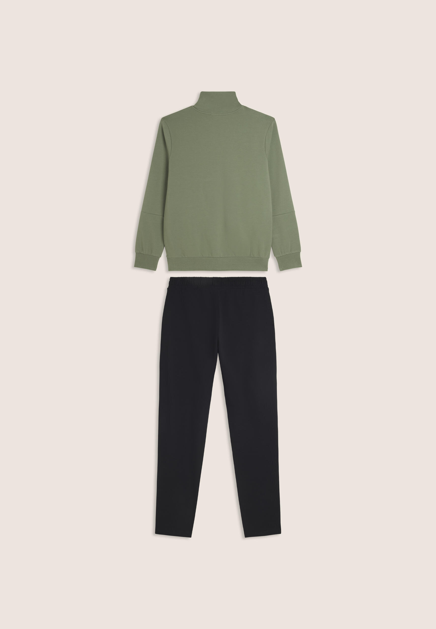 Tuta uomo zip e collo alto in French Terry con bande in tono 2/3