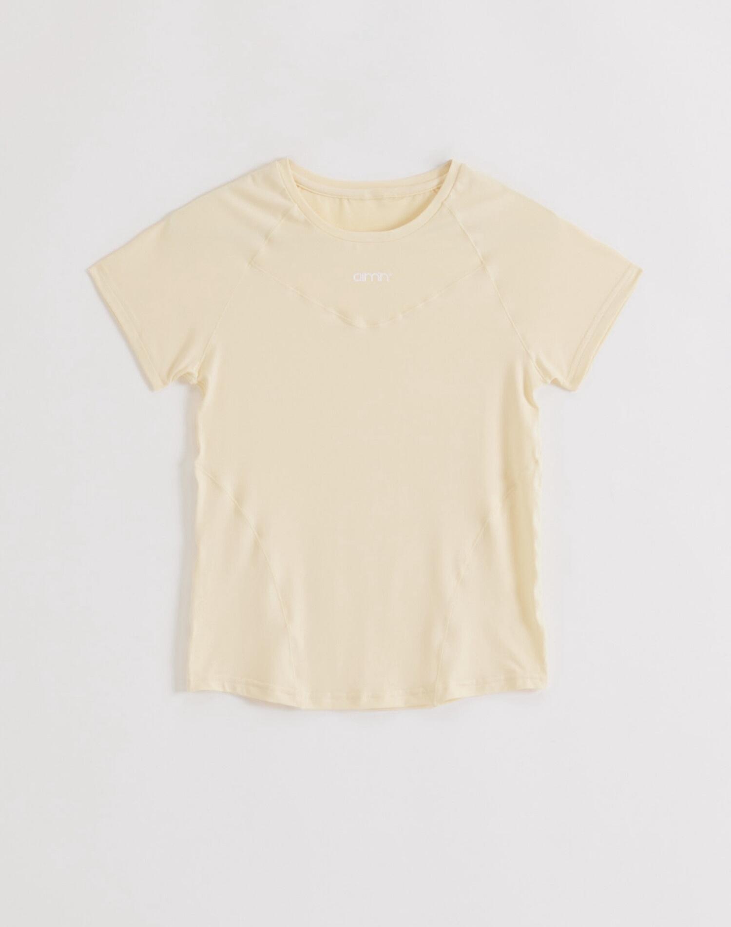 Damen Kurzarm T-shirt Weich Feuchtigkeitsableitend Zitronenweiß 5/5
