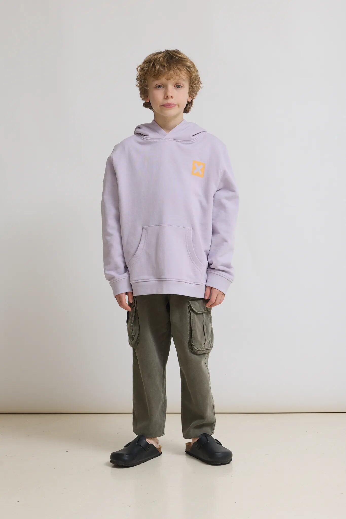 Sudadera con Capucha Kids Blue Banana Light Lilac de Algodón 100% Orgánico 3/4