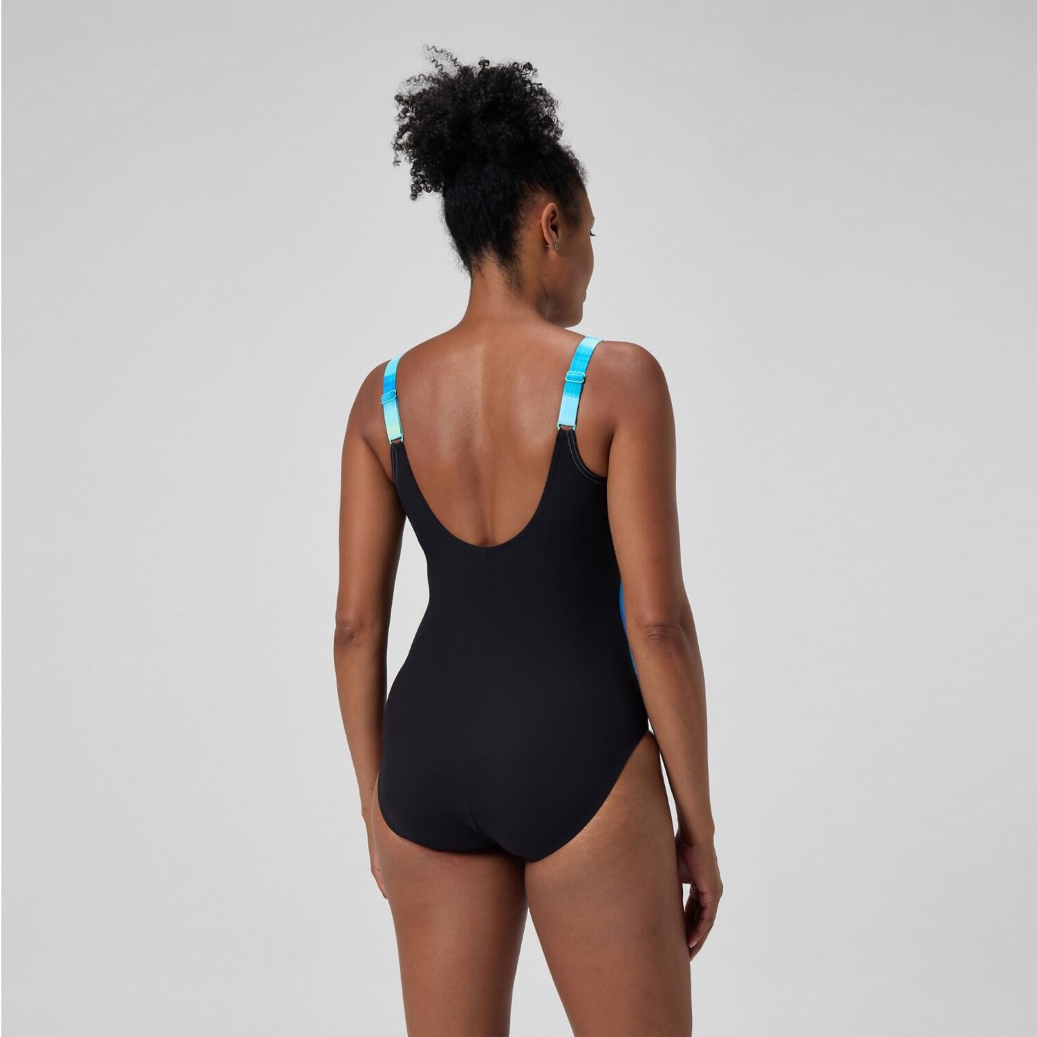 Maillot de bain sculptant Speedo LunaLustre Printed Noir / Bleu 2/7