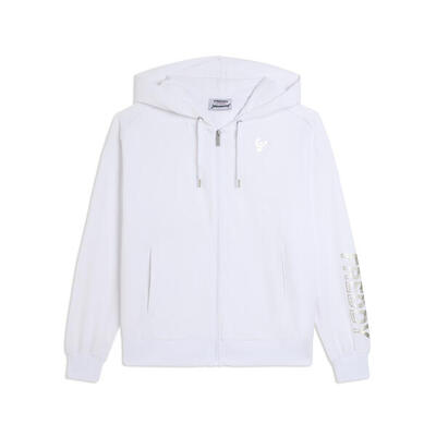 Felpa con zip e cappuccio con logo perlato sulla manica