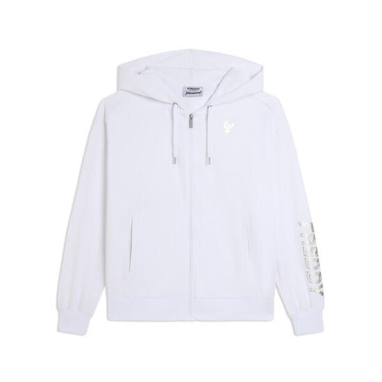 Felpa con zip e cappuccio con logo perlato sulla manica