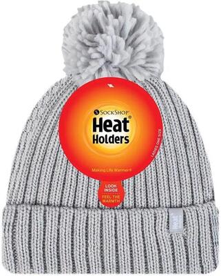 Cappello Invernale Donna Heat Holders Arden con Pon Pon Grigio Chiaro