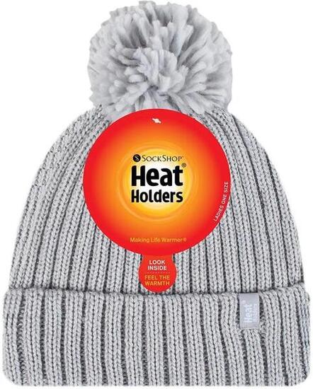 Cappello Invernale Donna Heat Holders Arden con Pon Pon Grigio Chiaro