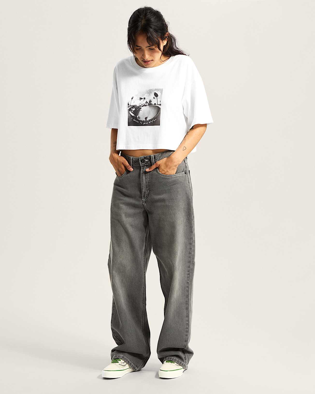T-shirt Skate Femme Coton Coupe Relax Essential H-FT RLX CR 3/3