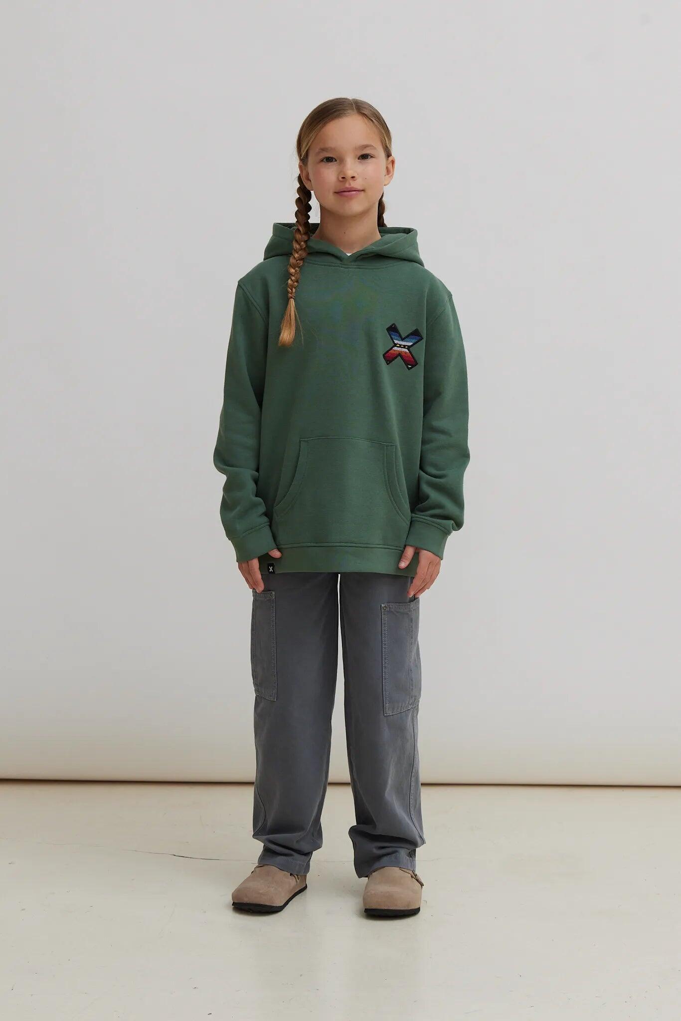Sudadera con Capucha Kids Blue Banana Pine Green de Algodón 100% Orgánico 3/4