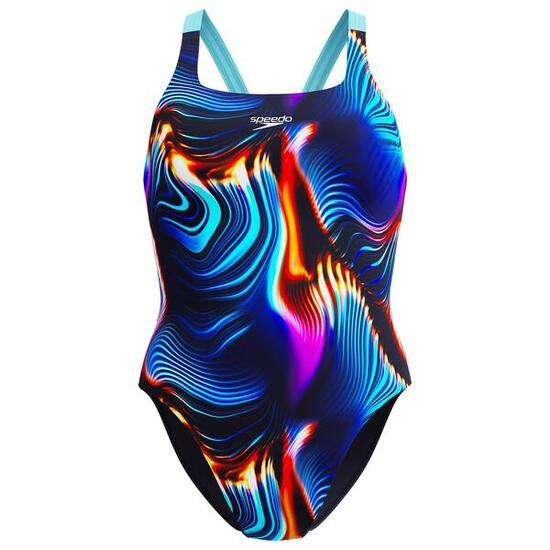 Speedo Badpak Allover Printed Leaderback Zwart / Blauw