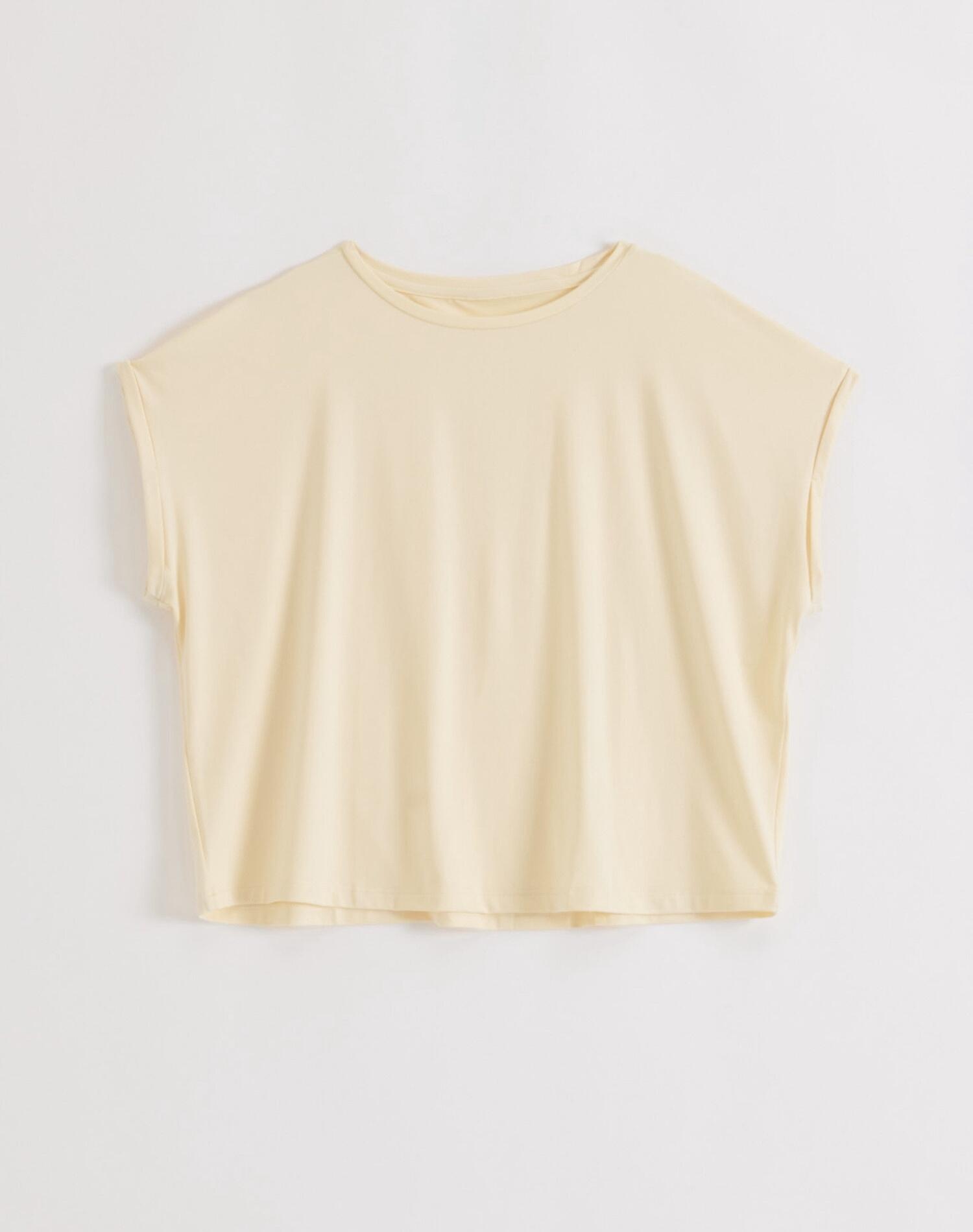Femme Top d’entraînement Ultra-doux Séchage rapide Soft Basic Roll Sleeve Jaune 5/5