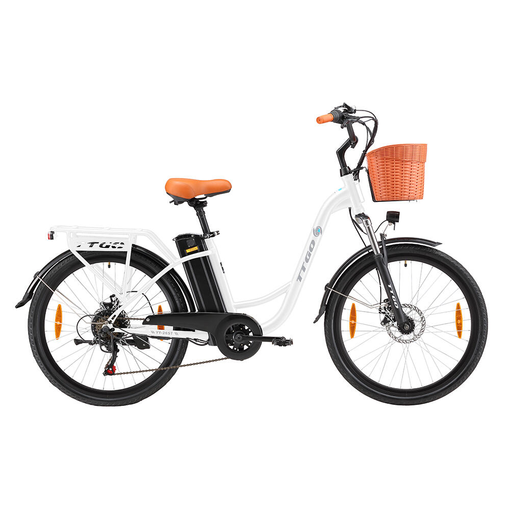 Rower elektryczny TTGO YY-26ST dla kobiet z rowerem miejskim i koszykiem 2/7