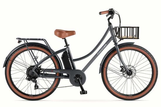 E-Stepcity Vélo Électrique – 250W, 36V, 60 km, Shimano 7V. Graphite F/Basket