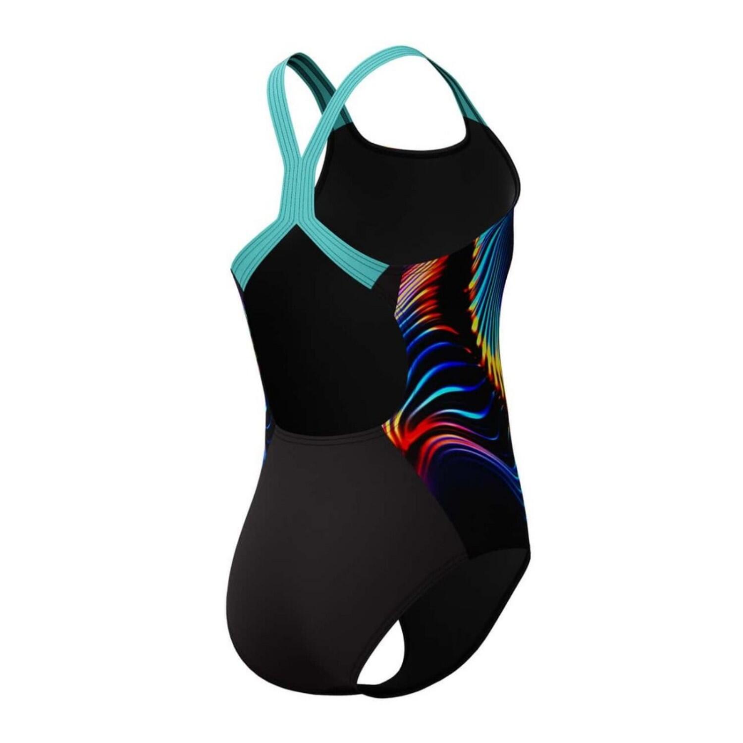 Maillot de bain fille Speedo Digital Placement Powerback Noir / Bleu 3/5