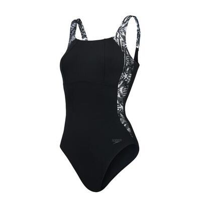 Speedo shaping badpak lunalustre printed zwart/grijs