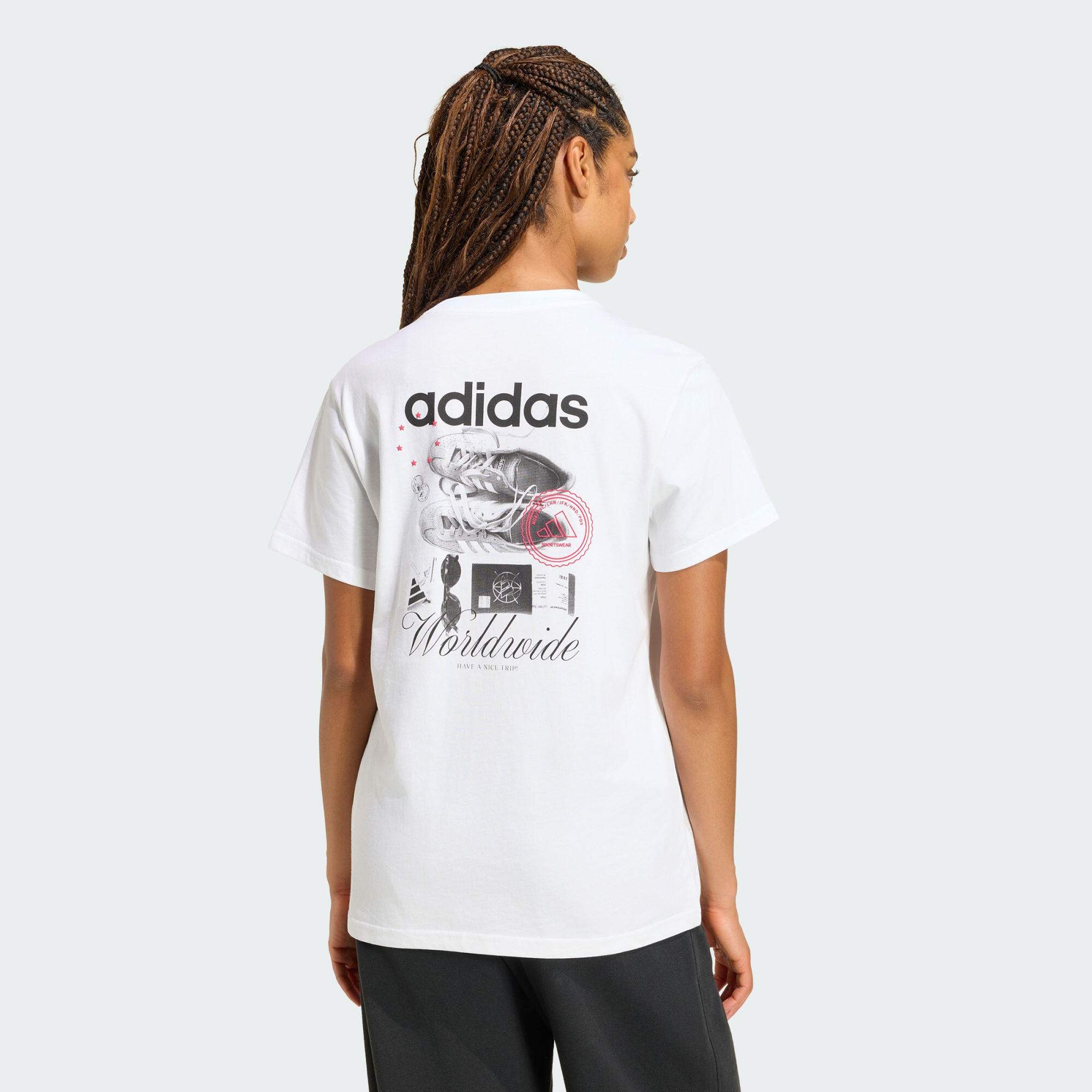 TRAVEL GRAFIK T-SHIRT; LOCKER GESCHNITTEN 3/5