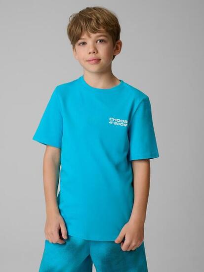 T-shirt regular z nadrukiem chłopięcy 4F 4FJRSS26TTSHM3832