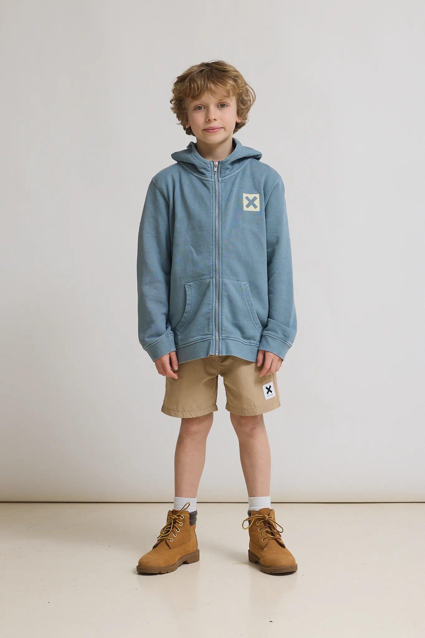 Sudadera con Capucha Full Zip Kids Blue Banana Sky Blue de Algodón 100% Orgánico 3/4