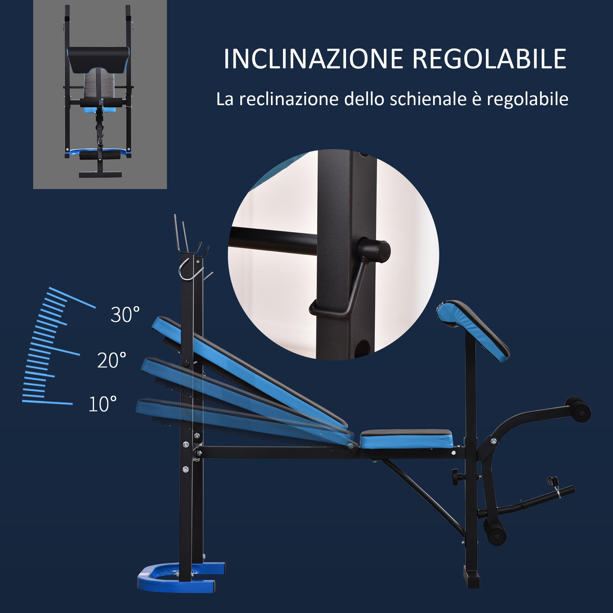 HOMCOM Panca Fitness con Squat Rack e Leg Extension 4/7
