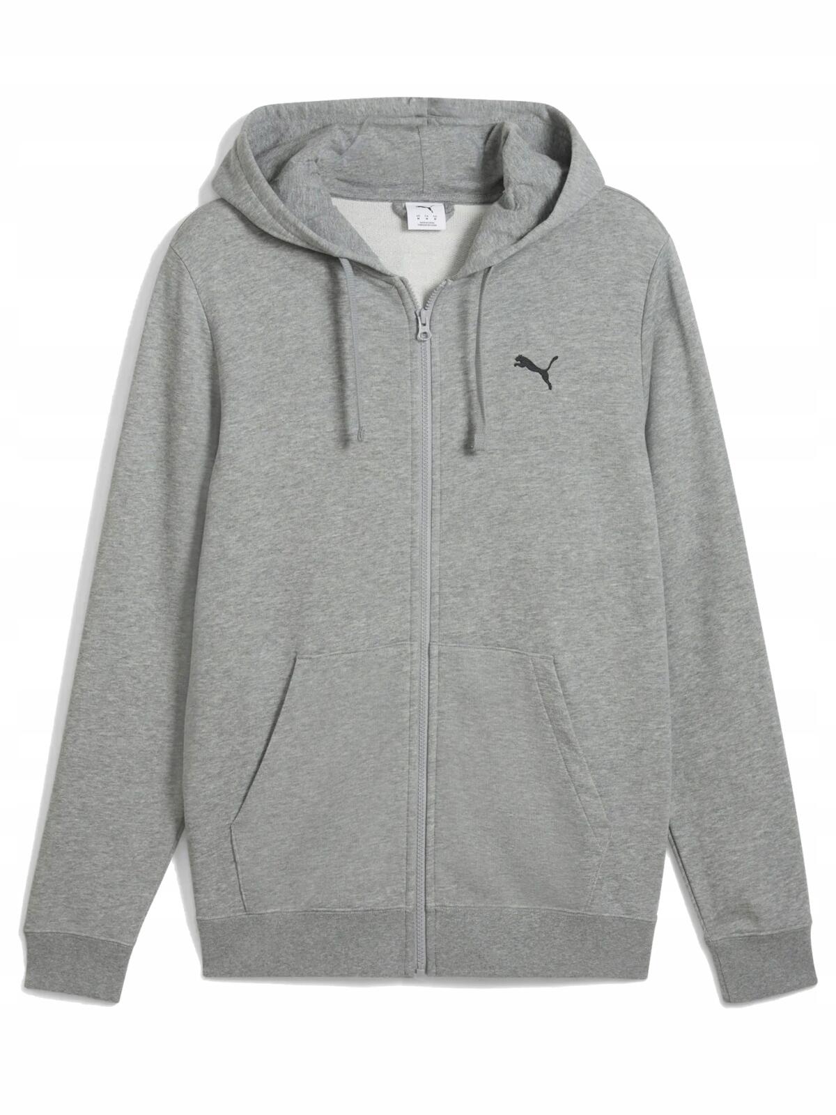 Bluza Męska Puma Z Kapturem Na Zamek Sportowa Szara Basic 3/3