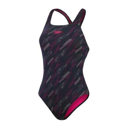 Maillot Speedo HyperBoom Allover Medalist Femme - Noir/Rose UK 28