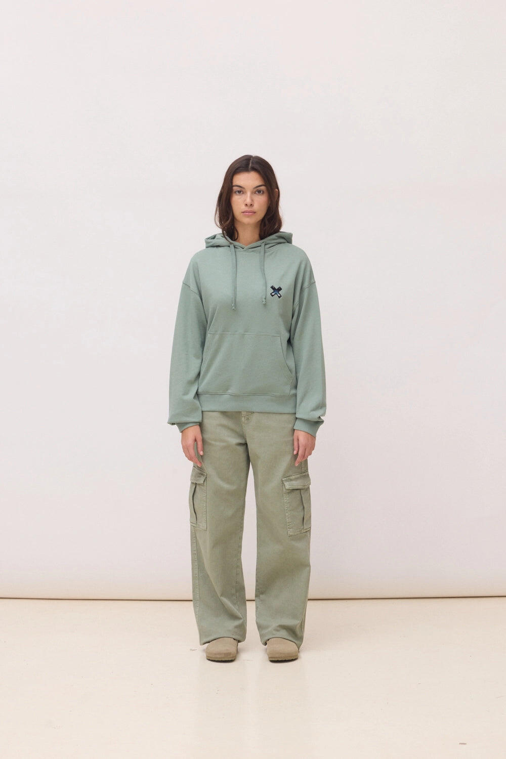 Sudadera con Capucha Mujer Blue Banana Sage de Algodón 100% Orgánico 3/4