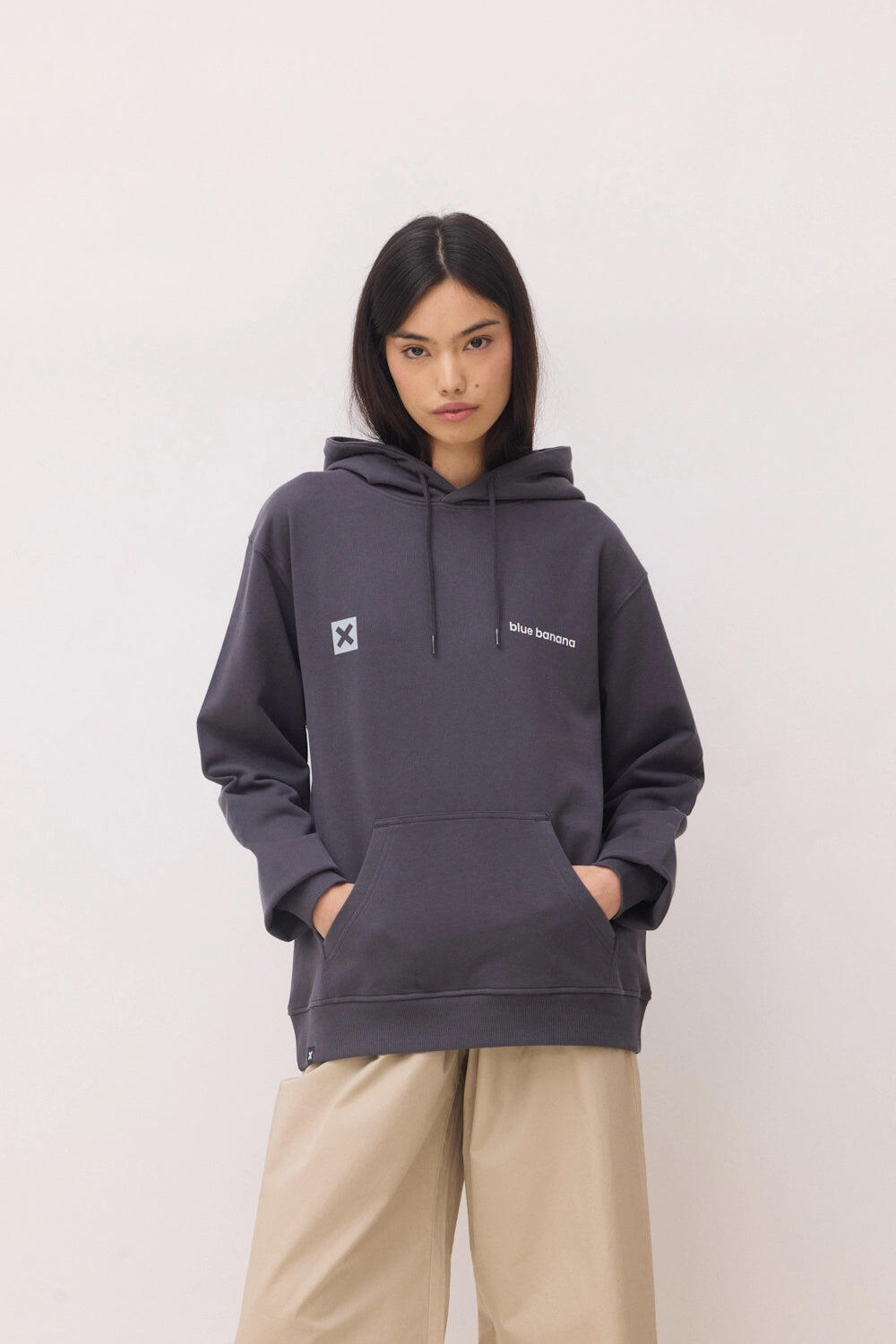 Sudadera con Capucha Blue Banana Antracita de Algodón 100% Orgánico 4/7