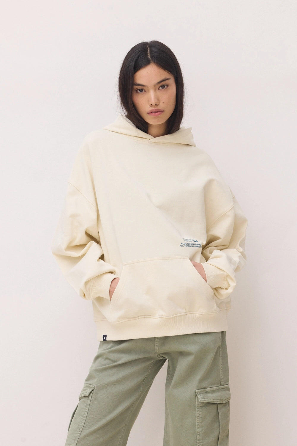 Sudadera con Capucha Blue Banana Blanco Roto de Algodón 100% Orgánico 4/7