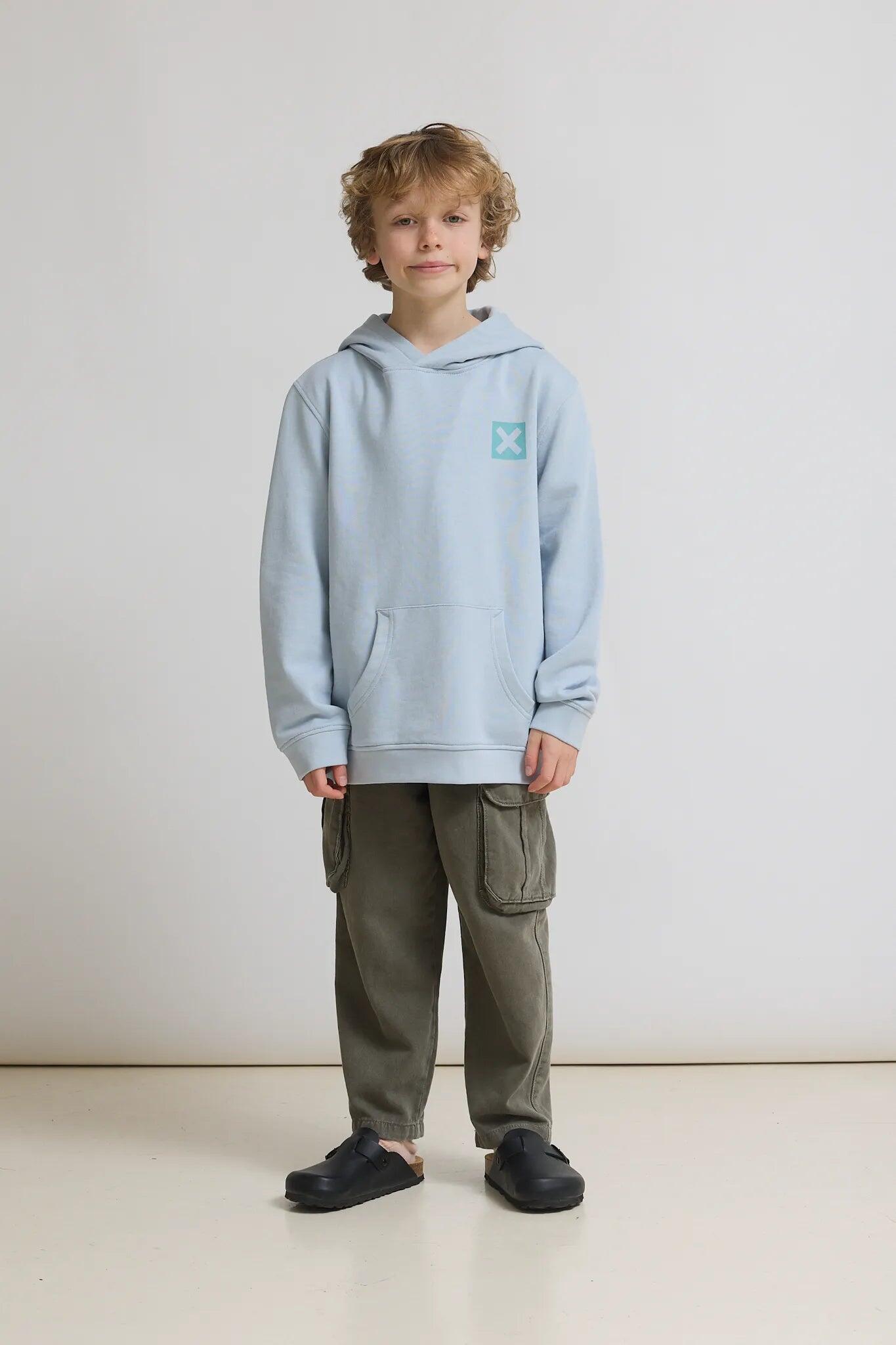 Sudadera con Capucha Kids Blue Banana Ice Blue de Algodón 100% Orgánico 3/4
