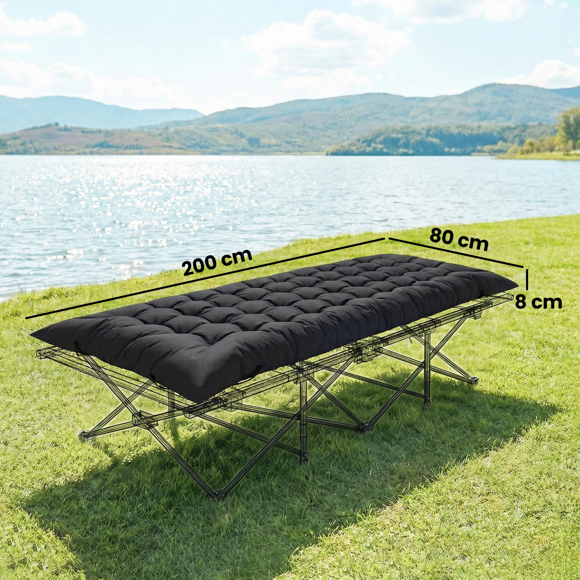 Esterilla de Camping Outsunny 200x80x8 cm Negro 3/5
