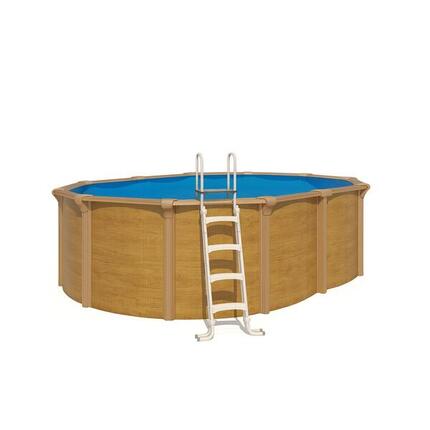 Piscine hors sol acier ovale 4,90 x 3,65 x 1,32 m aspect bois OSMOSE