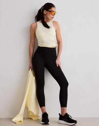 Femme Legging de Course 7/8 Taille Haute Résistant au Squat Noir