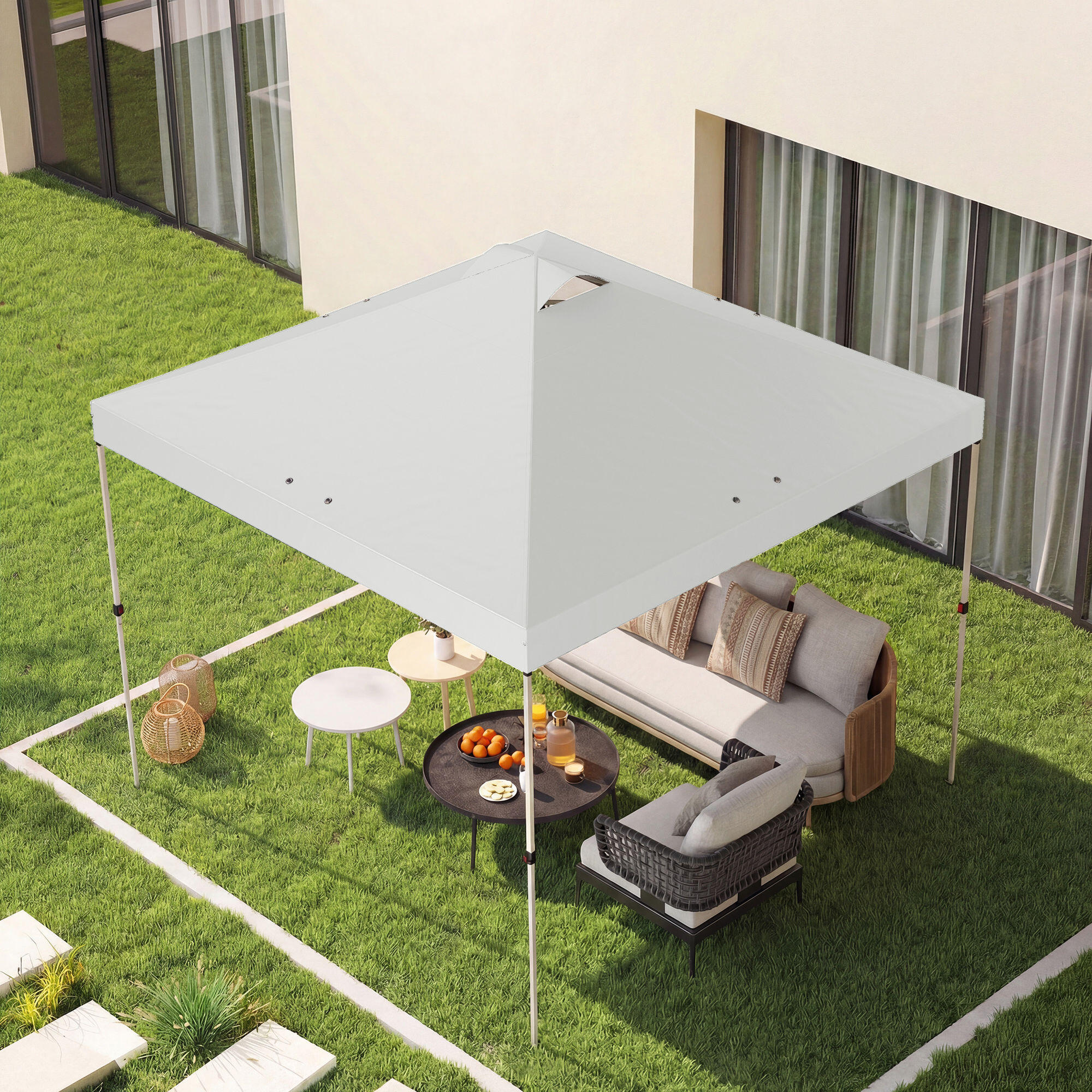 Techo de Carpa Outsunny 300x300 cm Blanco 4/5