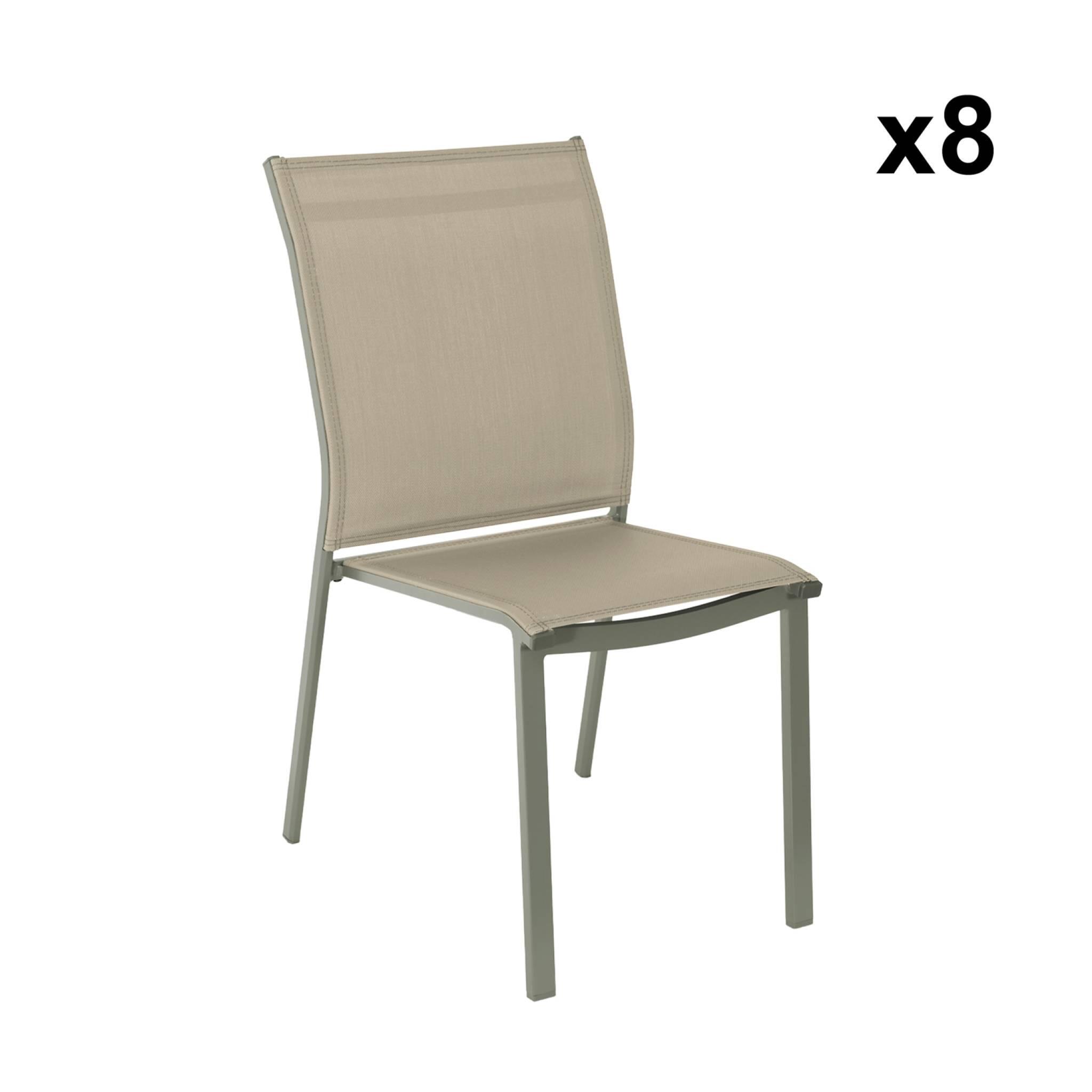 Conjunto de jardim com mesa em alumínio com 8 cadeiras, Verde caqui 5/5