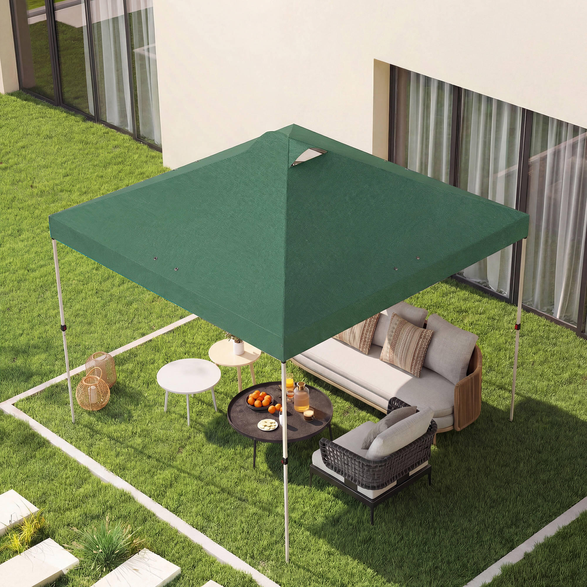 Techo de Carpa Outsunny 300x300 cm Verde 4/5