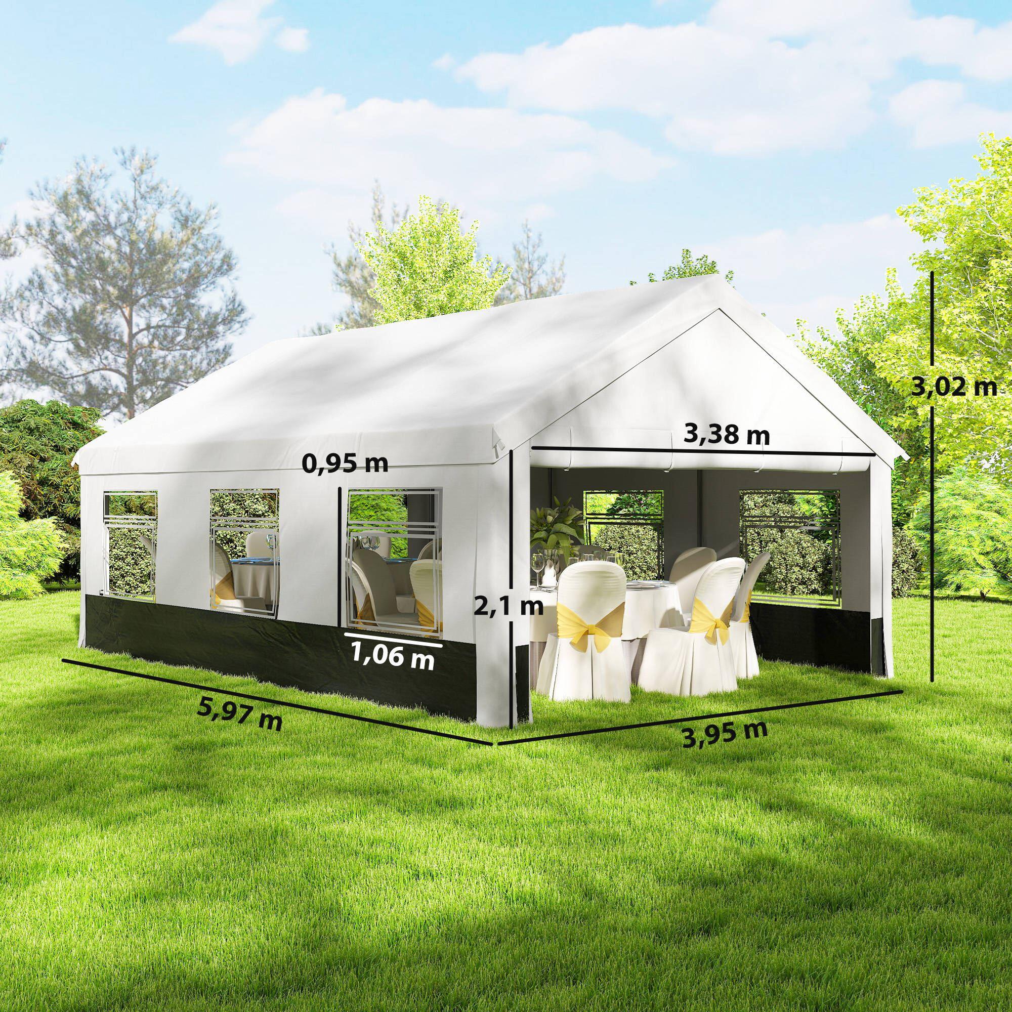 Tenda para Festas Outsunny Cinzento e Branco 3/5