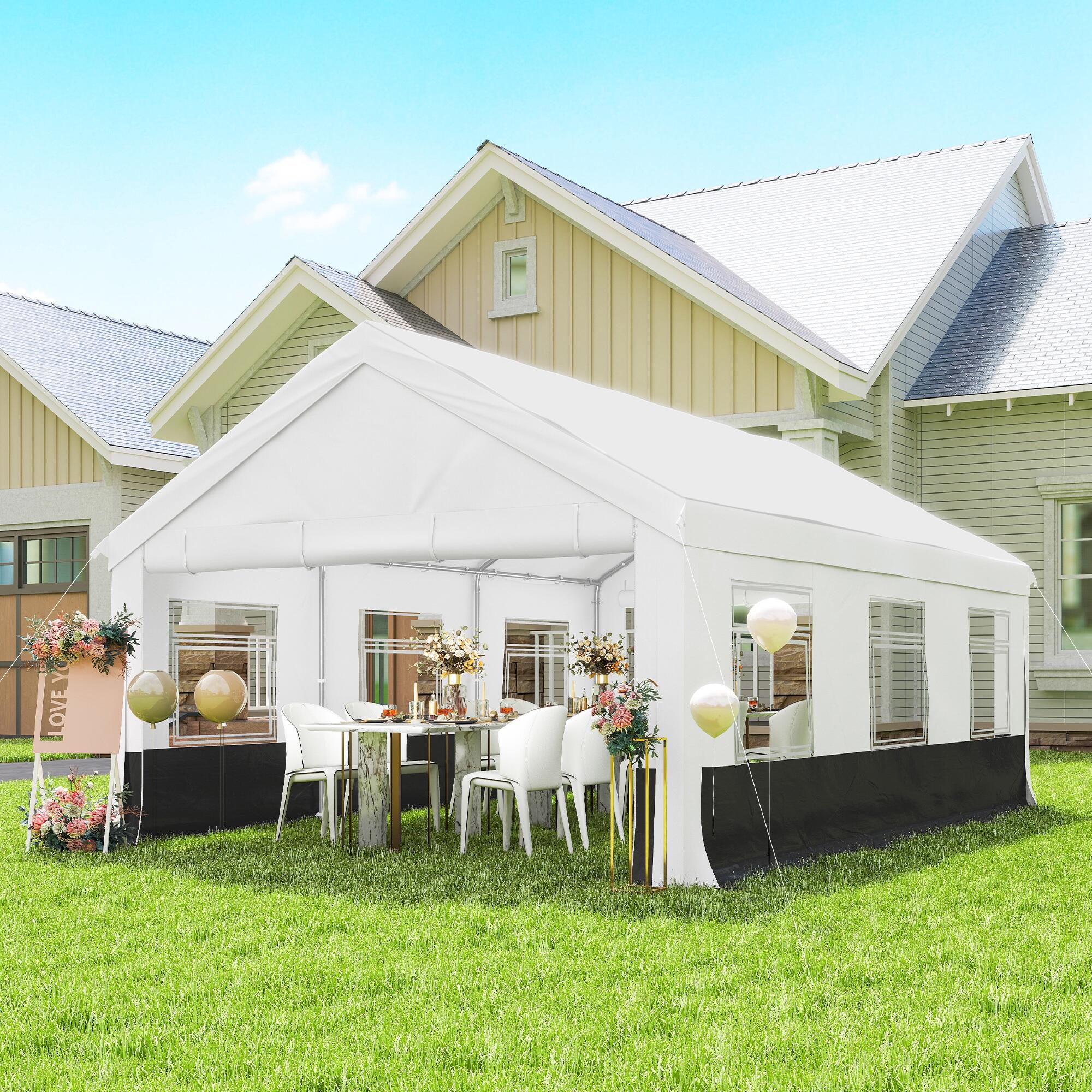 Tenda para Festas Outsunny Cinzento e Branco 2/5