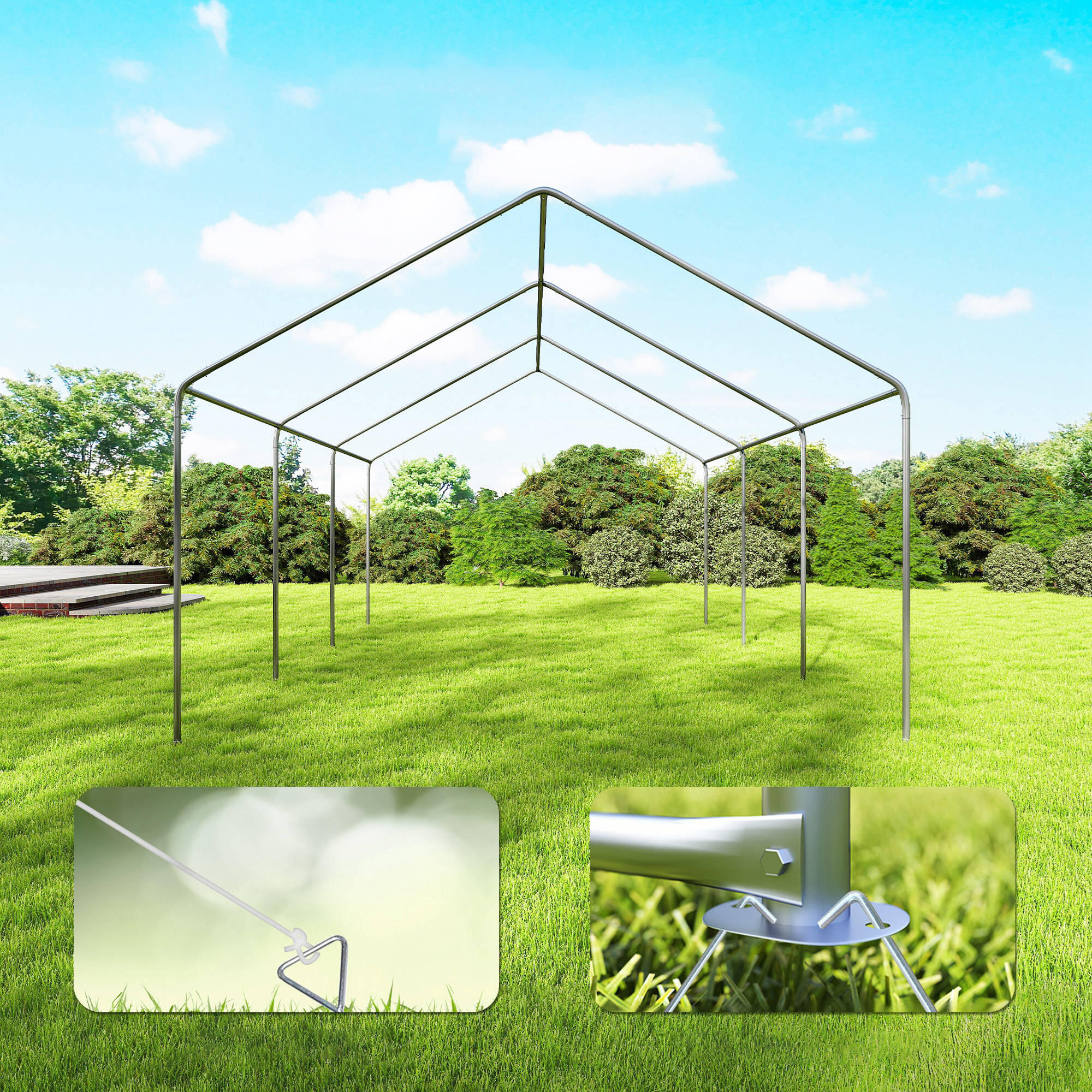 Tenda para Festas Outsunny Cinzento e Branco 4/5