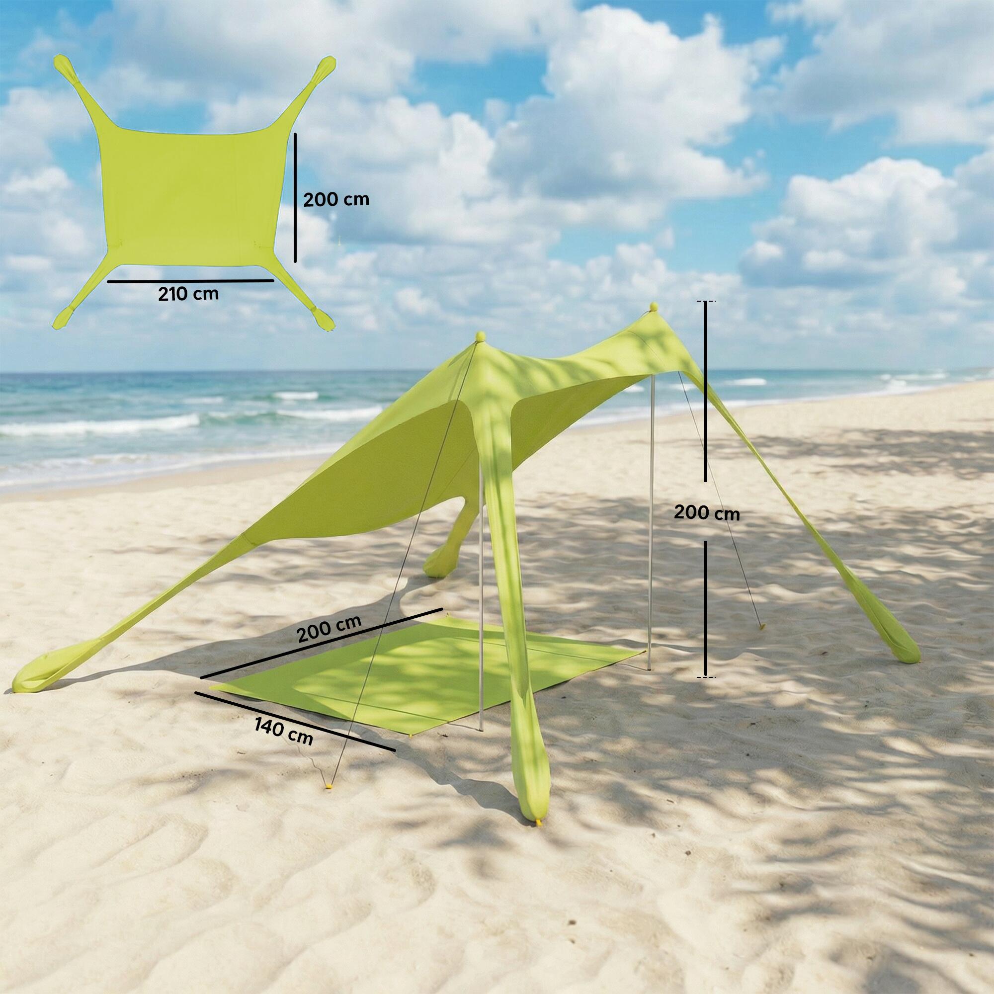 Toldo de Playa Outsunny 208x200x200 cm Verde 3/5