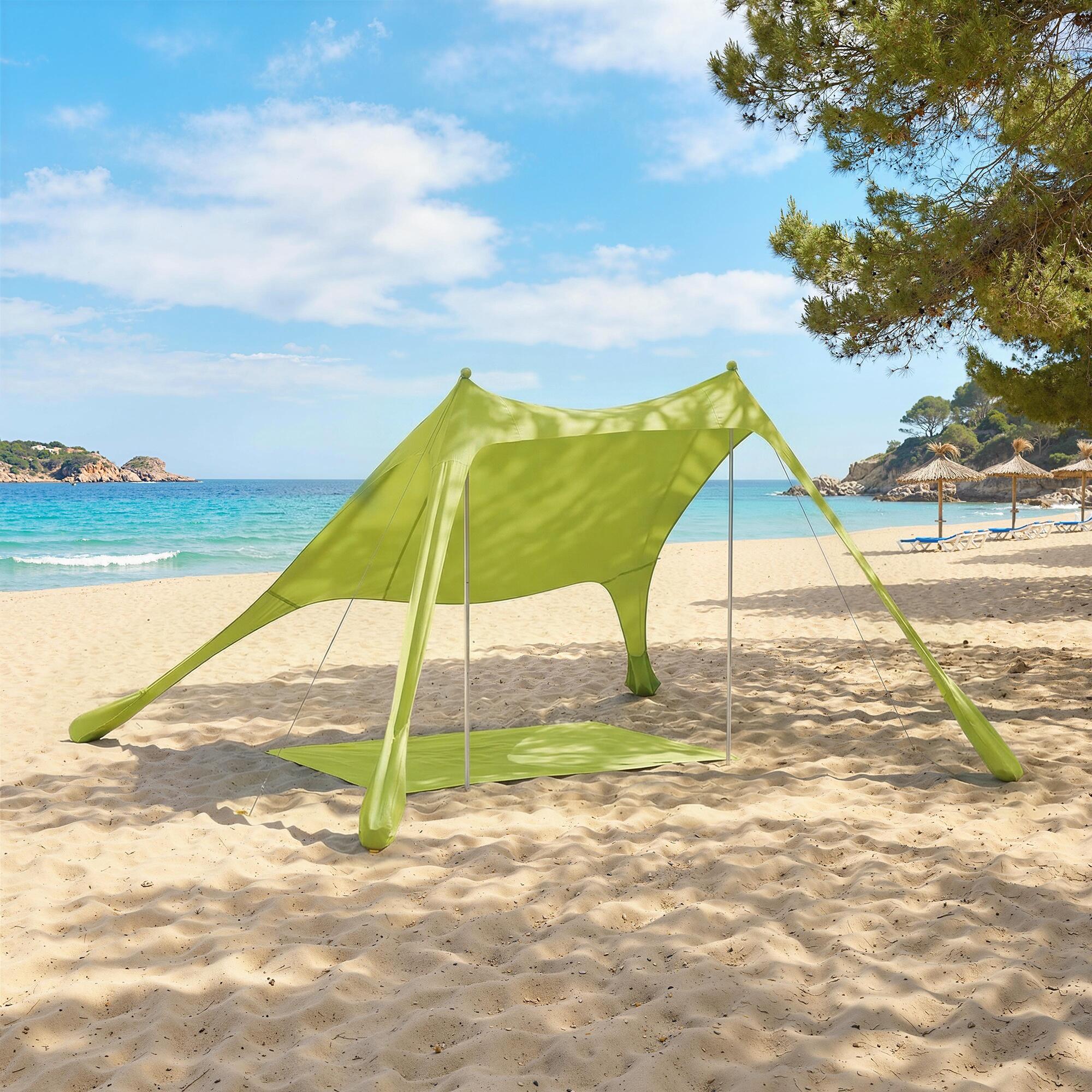 Toldo de Playa Outsunny 208x200x200 cm Verde 2/5