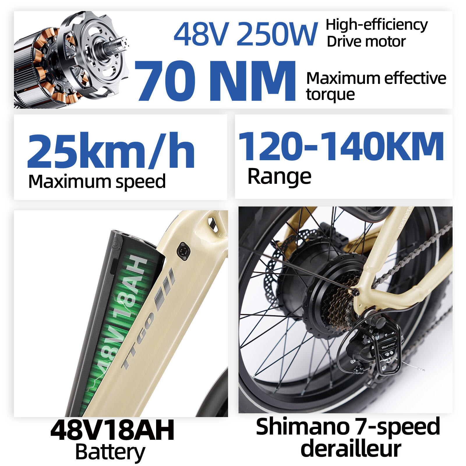 Elektrische fiets voor volwassenen TTGO F6 Boost batterij 48V18Ah motor 250W 6/15