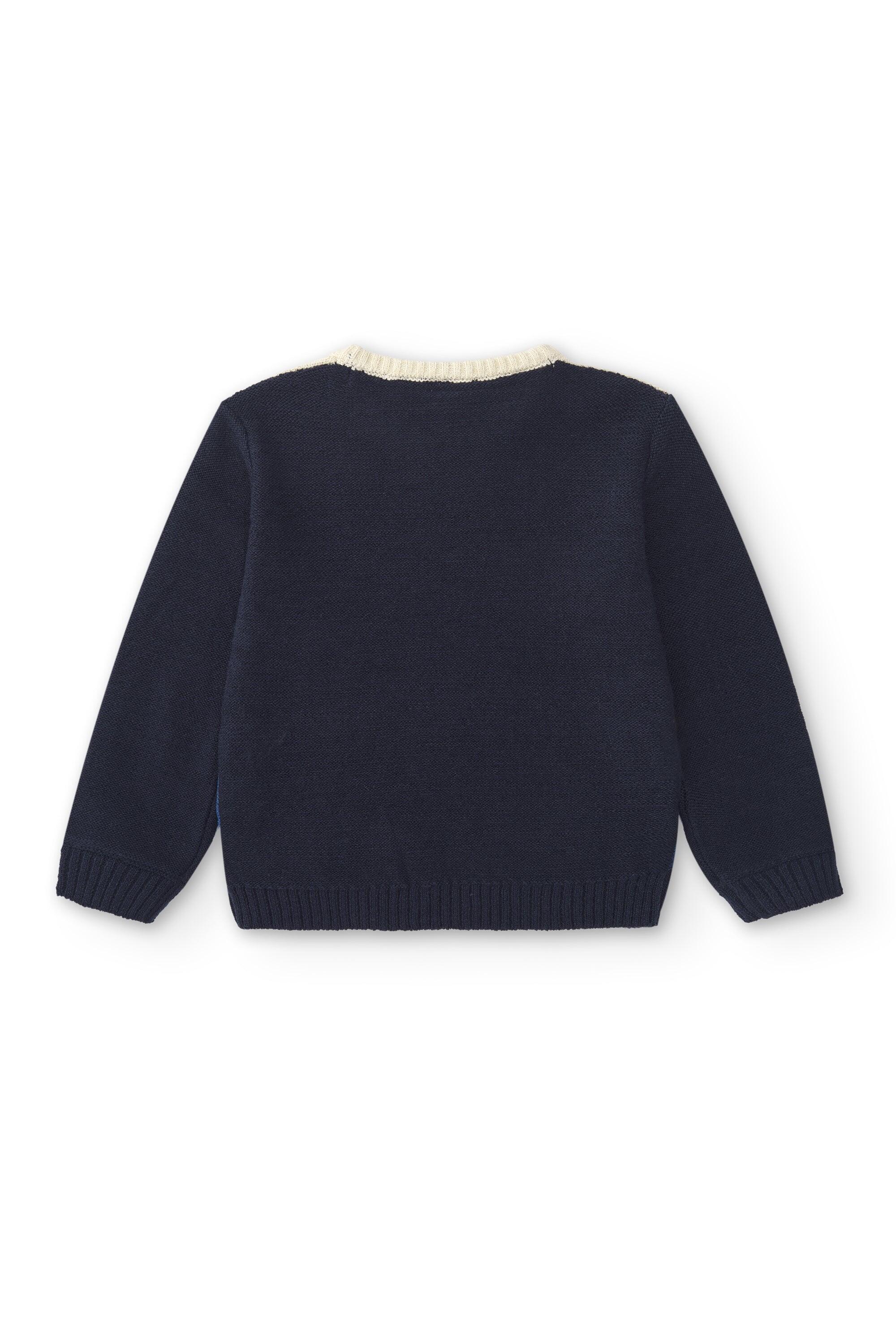 Jersey azul SNOW-TIME de punto estampado para niño 3/5