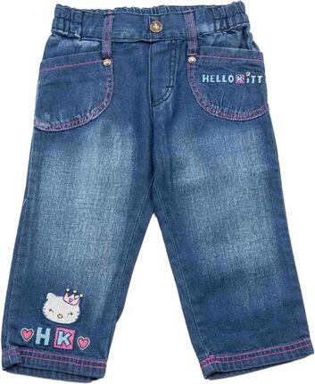 Spodnie dziecięce Hello Kitty niebieskie, bawełniane, gumka w pasie