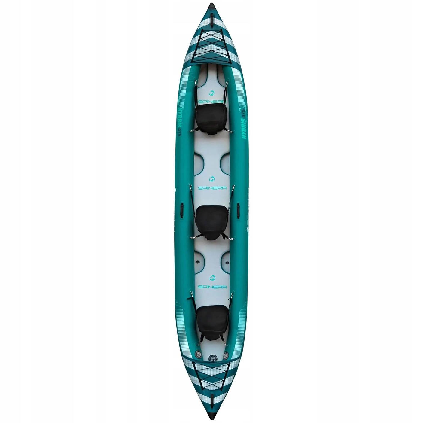 Kajak pompowany SPINERA HYBRIS 475 3-osobowy + 3x Wiosło KP-1 + Pompka 2/5