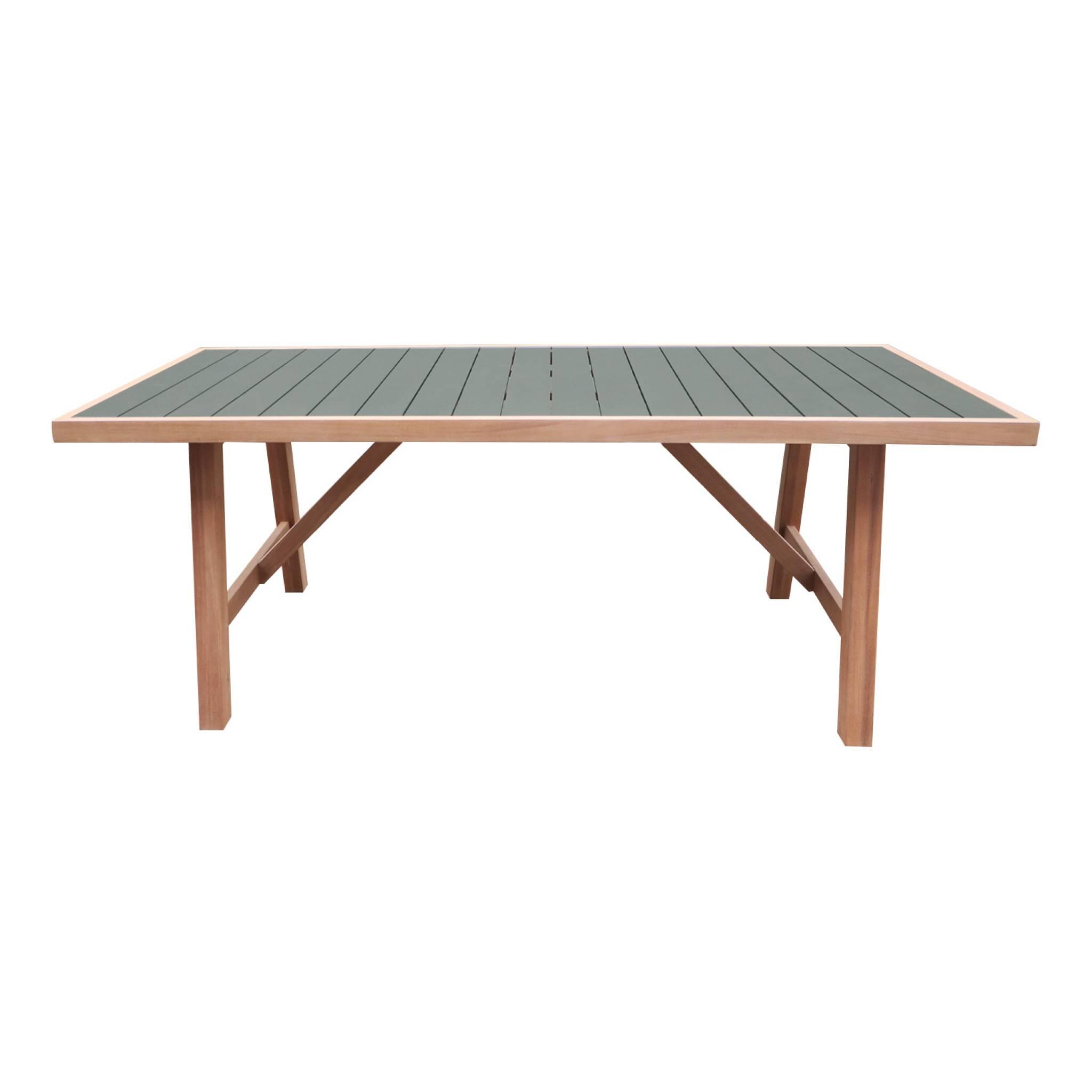 Mesa de jardim em madeira de acácia e alumínio, 8 lugares, Verde caqui 2/4