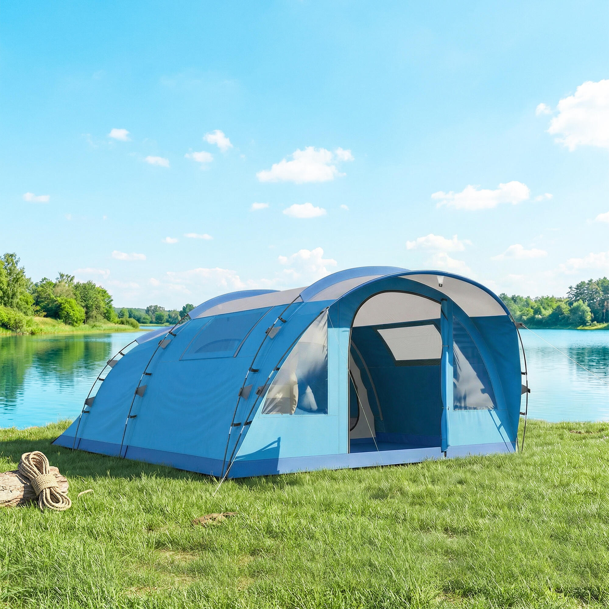 Tenda de Campismo Outsunny Azul 2/5