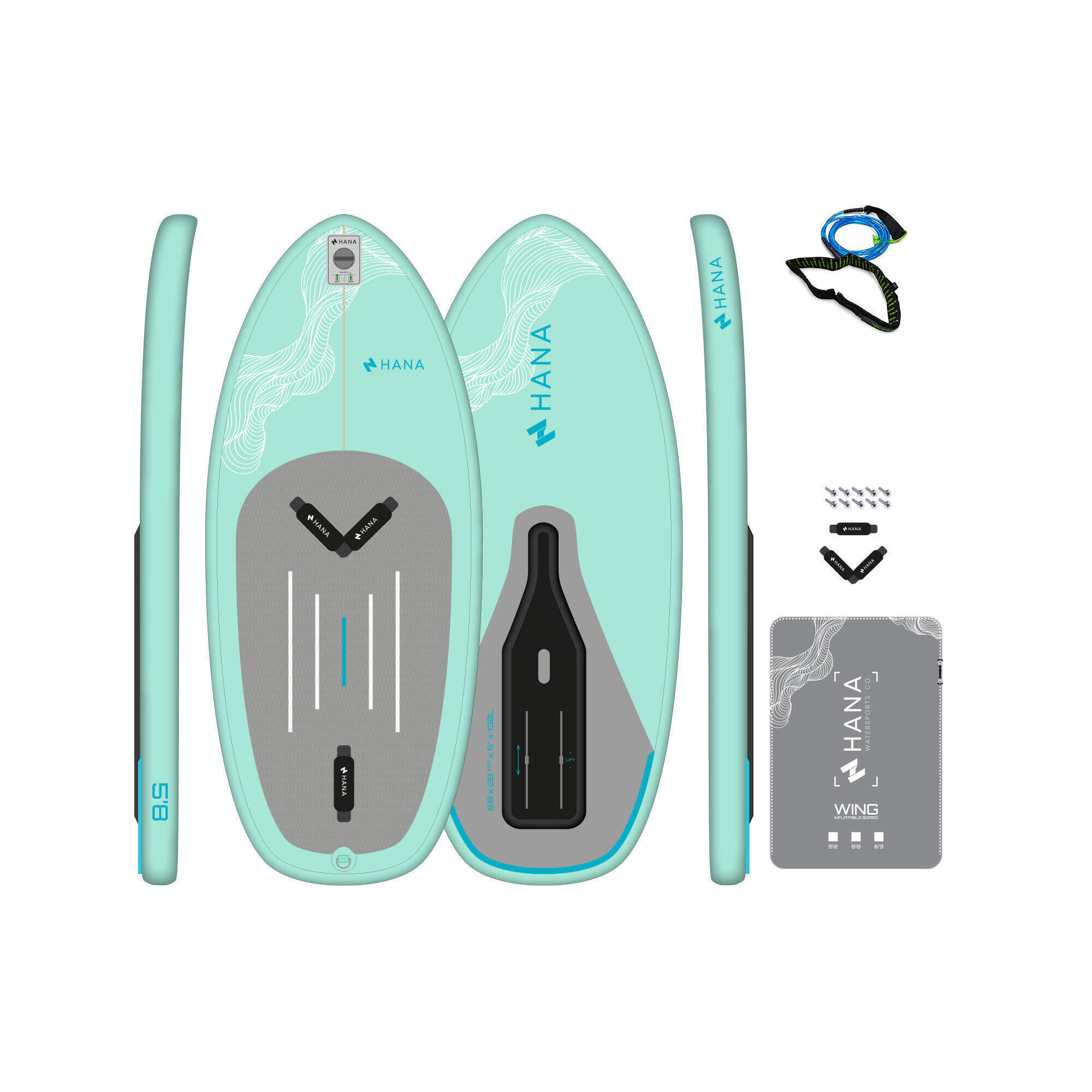 HANA OUTDOORS Wingfoilový nafukovací board s leashem HANA Premium