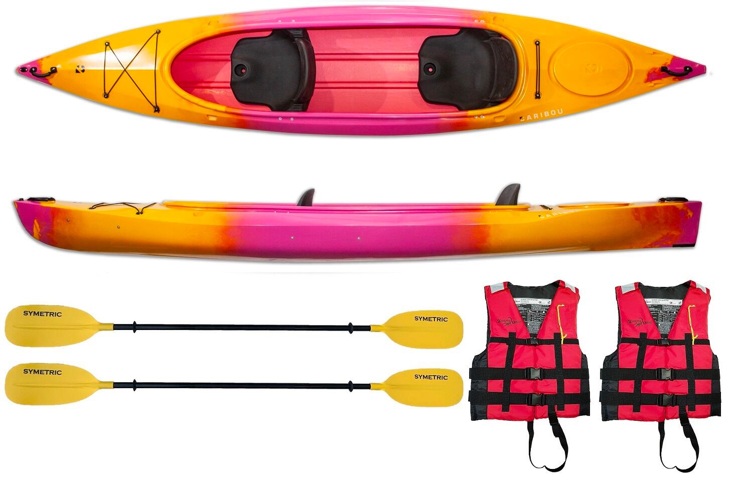 Kajak dwuosobowy do pływania Kayak Zone Caribou Adventure zestaw