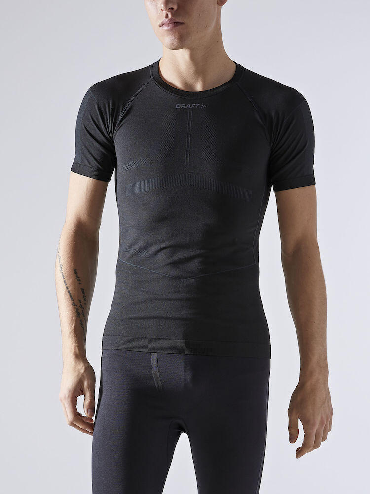 Active INTENSITY Short Sleeve Mens Baselayer Black Asphalt 2/3